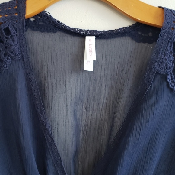 Xhilaration Sheer Top with Crochet Shoulders XS - Picture 3 of 4